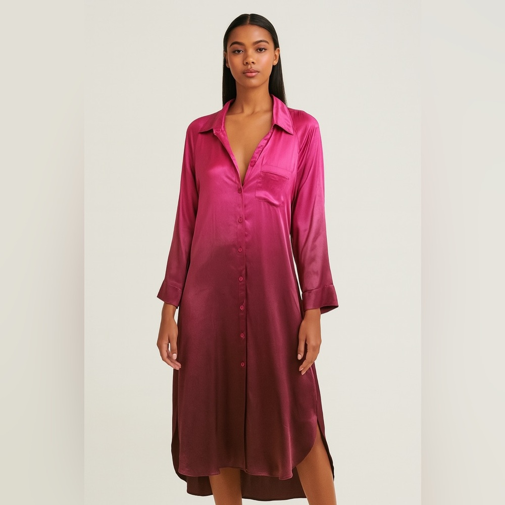 Young Fabulous & Broke - Ombré Pink to Puple Dress Shirt